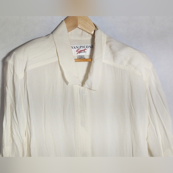 Vintage Evan Picone Sport Sz L White Casual Button Down Shirt - Picture 3 of 8